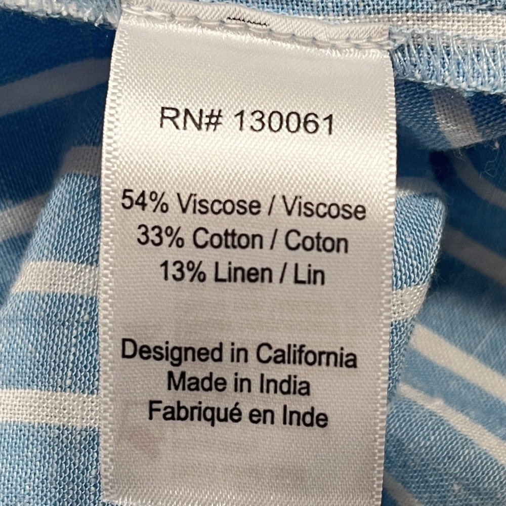 L*Space Melody Dress Size M Blue Bay Stripes Linen Blend Strapless Maxi Tiered - Picture 7 of 8